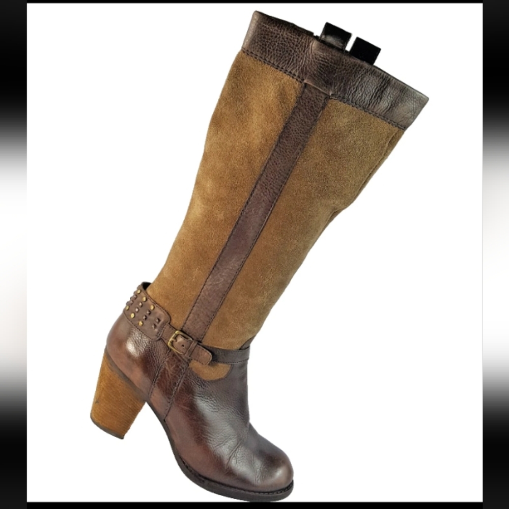 Naturalizer Women's Knee High Riding Boots Brown Distressed Leather Size 8.5